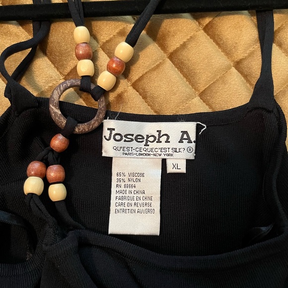 Black Cami Top with Spaghetti Straps with Wooden Bead Embellishments Size XL - Picture 5 of 10